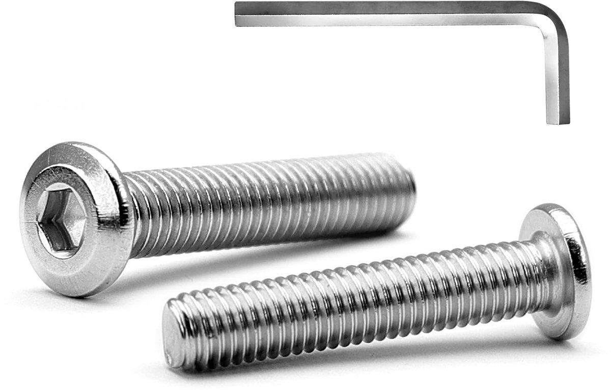M6 x 40 mm 20 stuks platte kop binnenzeskant schroeven bouten voor meubels, roestvrij staal A2 V2A, volledige schroefdraad (met inbussleutel)