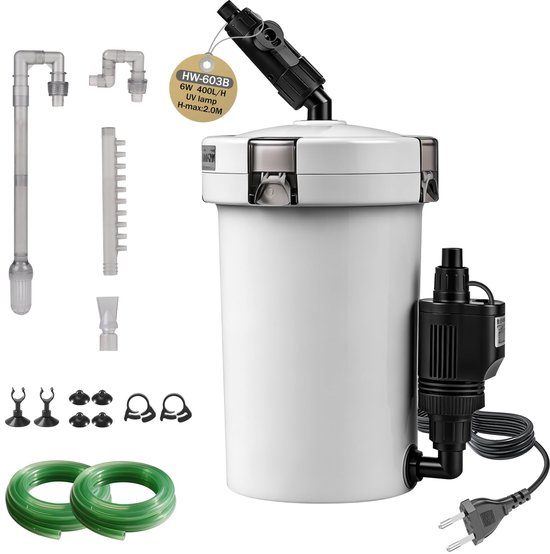 SnelShoppen - EXLECO HW-603B Buitenfilter voor Aquaria 400 l/u, 6 W Aquariumfilter voor Aquaria tot 120 Liter, Instelbaar, Krachtige Jerrycan met 4 Ni