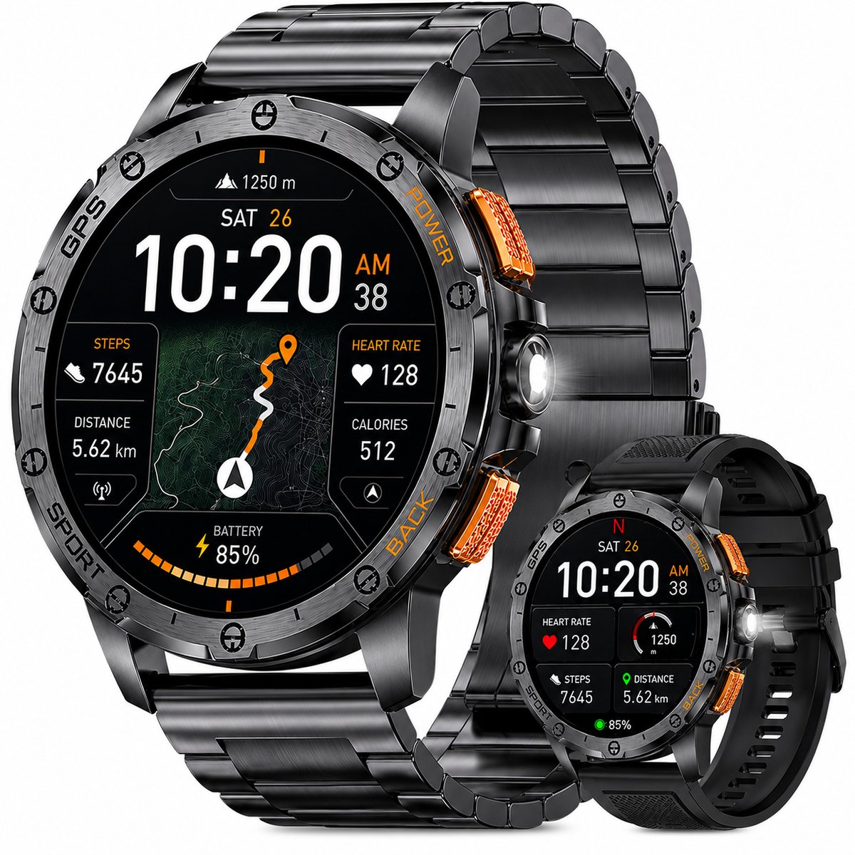 Bol.com Royal Empire AK59 GPS Smartwatch - Smartwatch Heren - AMOLED Scherm - Stappenteller - Bloeddrukmeter - Hartslagmeter - S... aanbieding