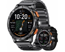 Royal Empire HD GPS Smartwatch - Smartwatch Heren - AMOLED Scherm - Stappenteller - Bloeddrukmeter - Hartslagmeter - Slaapmonitor - Multisport - RVS & TPU bandje - 45mm - Geschikt voor alle Smartphones - Zwart