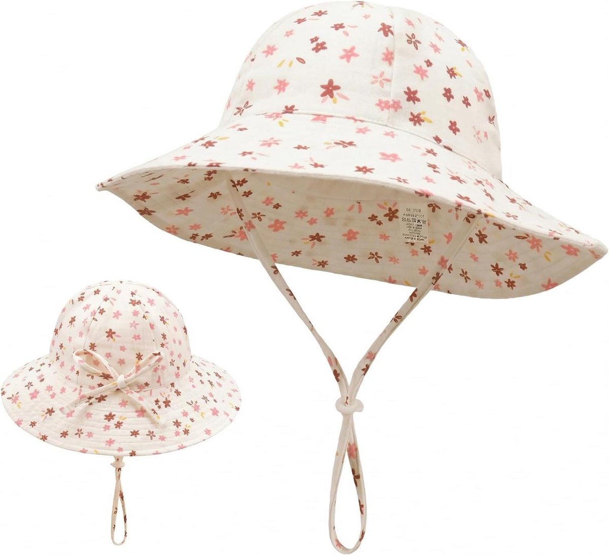 Kinder Vissershoed - Baby Zonnehoed - Zonbescherming Outdoor - UPF50+ Bescherming - Opvouwbaar - Bloemenpatroon