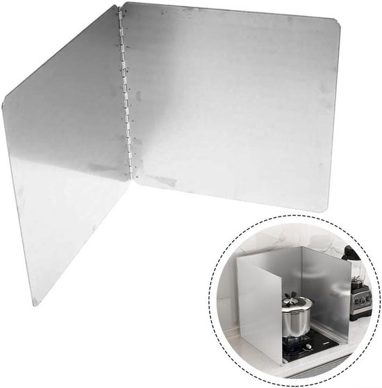 Opvouwbare Spatplaat - Vetvanger Spatscherm - Koken Beschermen - Antiaanbaklaag - 30x30 cm - Zilver — afbeelding 4