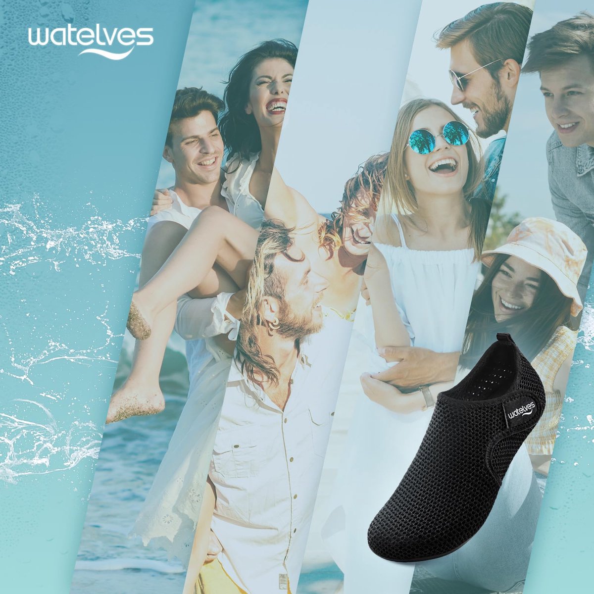 SnelShoppen - Waterschoenen Aqua Sokken Licht Sneldrogend Ademend Duik Surf Strand Zwembad Zee Unisex Zwart 39 EU