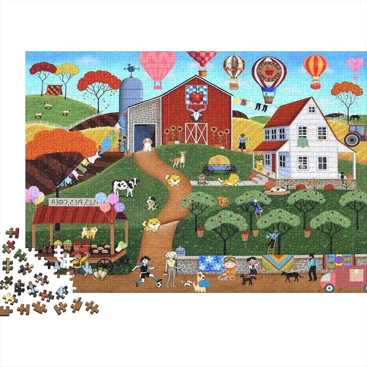 Heteluchtballonnen Puzzel - 1000 Stukjes - Ontspannend Spel - Recyclebaar Materiaal - 52 x 38 cm - Multi-color