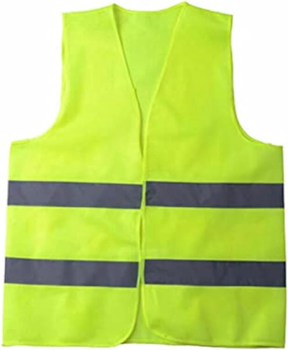 Veiligheidsvest – geel reflecterend veiligheidsvest, zilveren strepen, mannen, vrouwen, werk, fietsen, hardlopers, landmeter, geel, One size