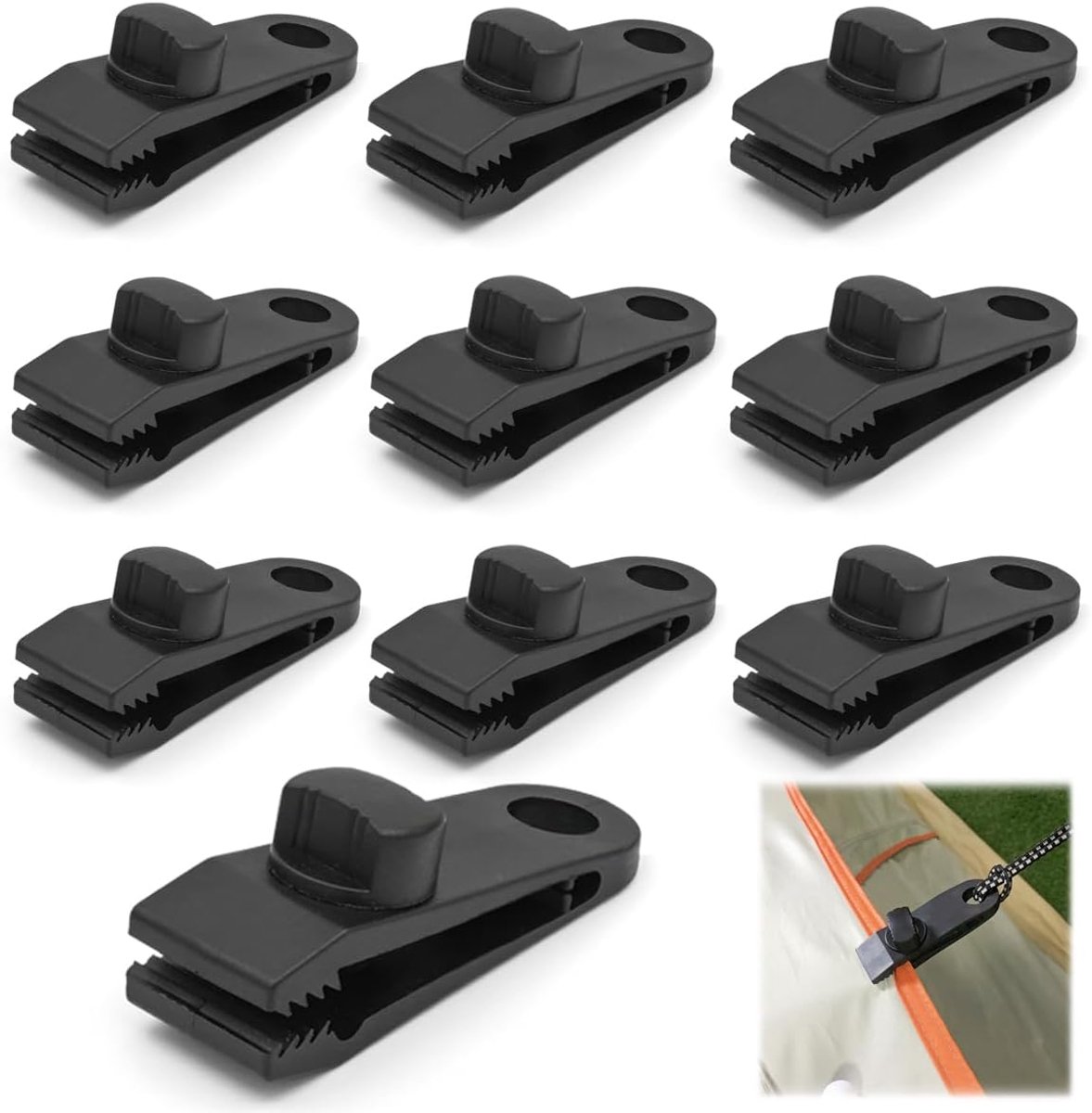 10 Stuks Zeilclips, Tentclips, 80×26mm Tarp Clips, Zware Dekzeil Clips Set | Bevestigingsclips, hoge sterkte, winddicht, verstelbaar, van kunststof, voor camping, tuinparasols