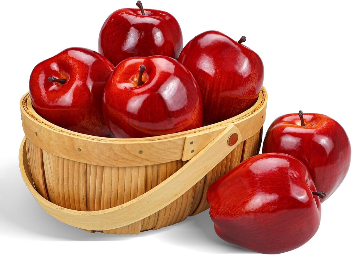 Kunstappels Nepfruit Rood Heerlijke appels voor decoratie, decoratief fruit, faux grote rode appels 6 stuks