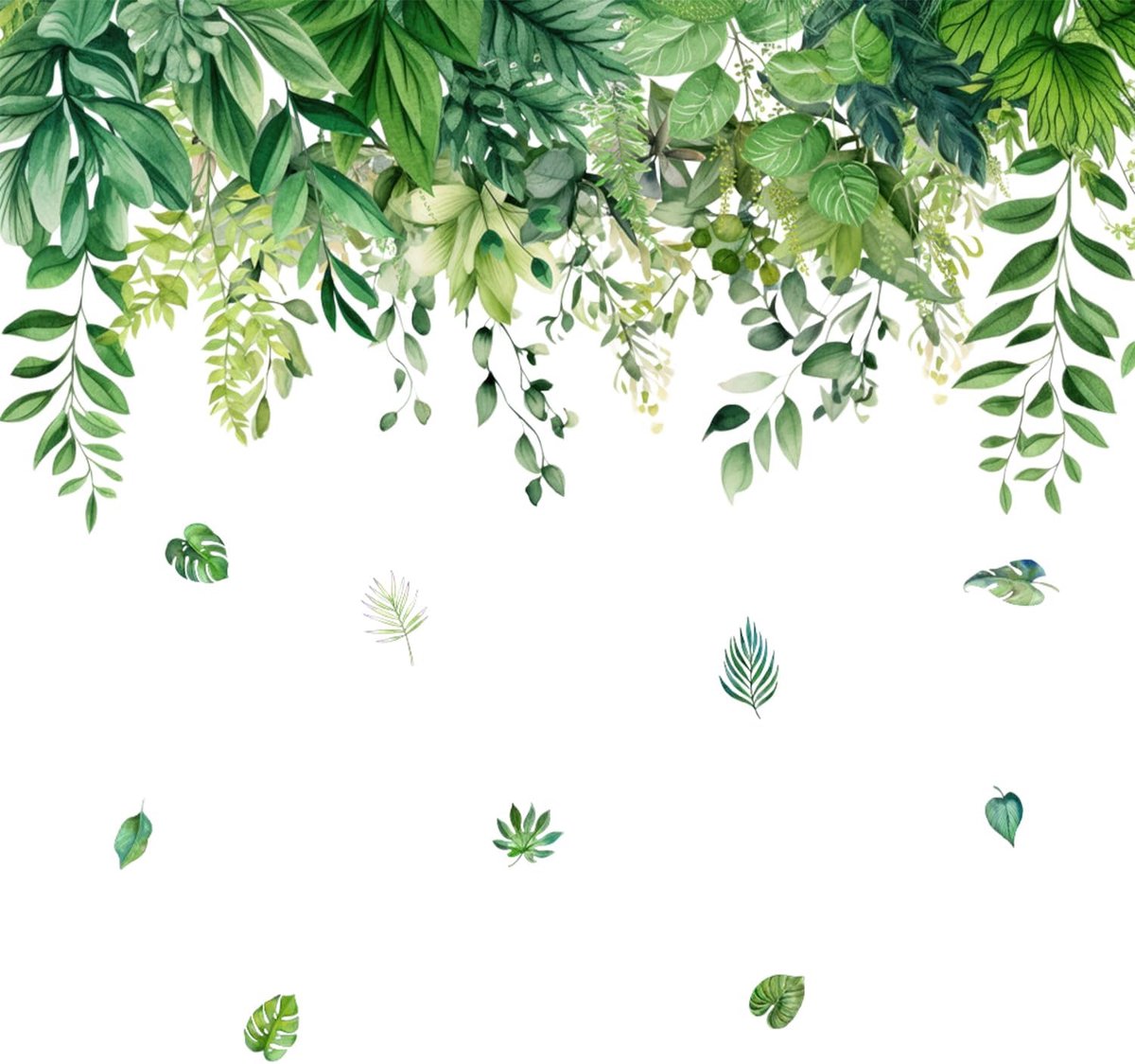Muursticker | 80 x 110 cm PVC Groene Planten Wanddecoratie | Natuurlijke Bladeren Muursticker voor Woonkamer, Slaapkamer en Kantoor