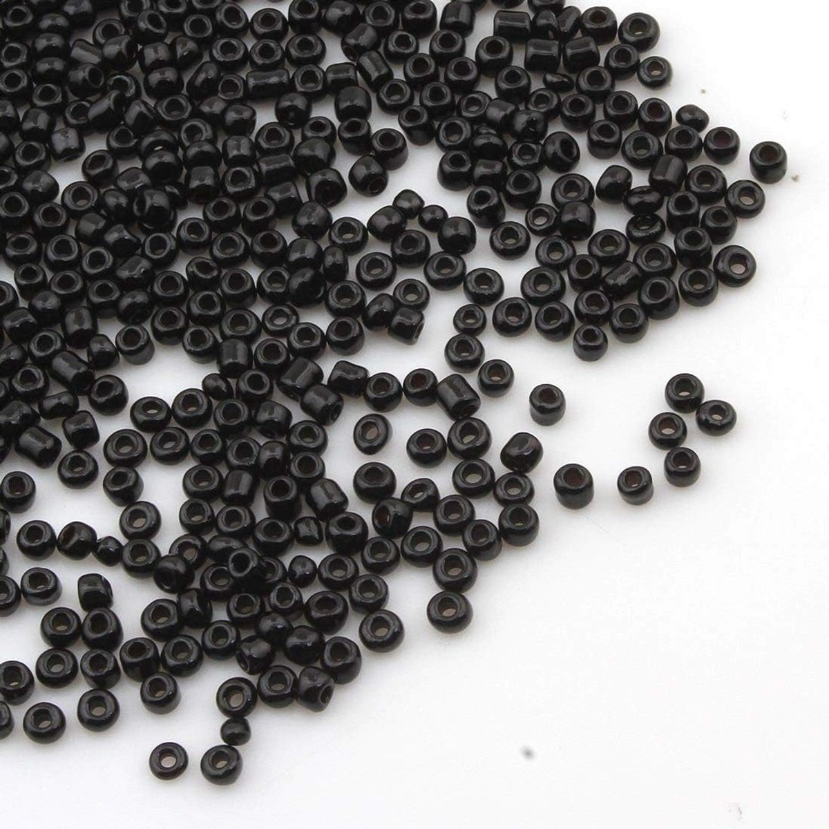Kralen, mat, 11/0, ponykralen, ondoorzichtig rocailles, 2 mm, keuze uit verschillende kleuren (zwart)