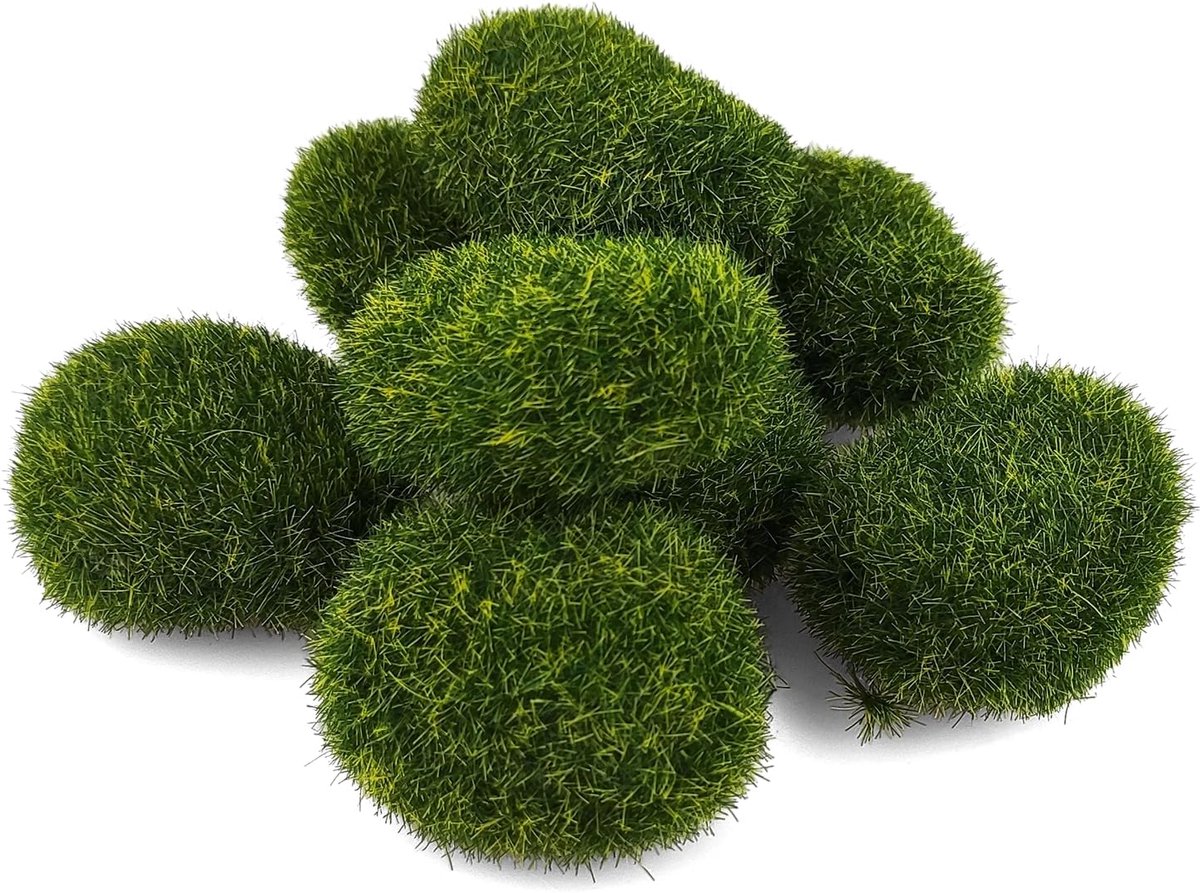 8 Stuks Mosstenen, Kunstgroen, Decoratieve Kunstmosballen voor Tuin en Terraria - Groene Plant Kunststenen