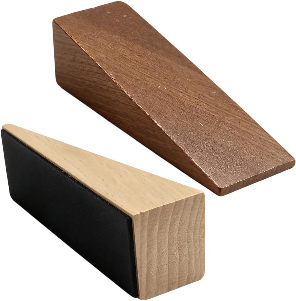Antislip Deurstoppers - Houten Deurwig - Deuren Open Houden - Robuuste Houten Constructie - 9x3x27cm - Houtkleur