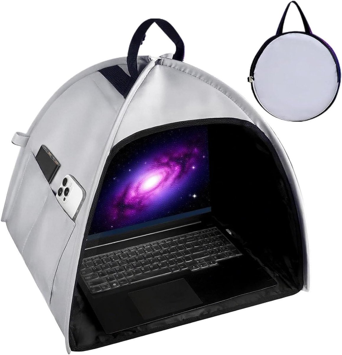 Laptop Tent - Privacy Scherm - Buiten Werken - Opvouwbaar Lichtgewicht - 13-16 inch - Zwart