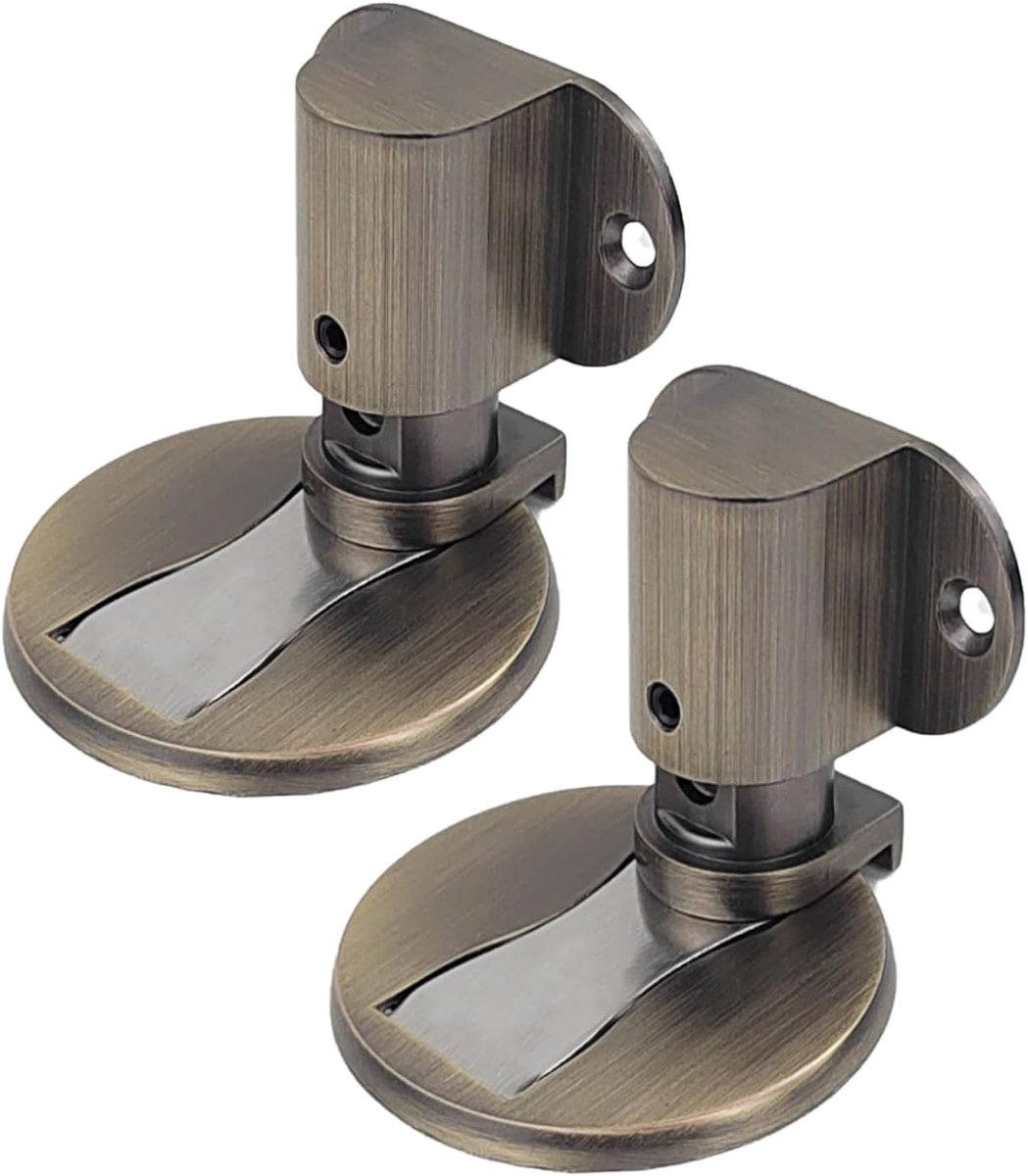 magnetische deurstopper, 2 stuks verstelbare deurstopper 3M dubbelzijdig plakband of boorinstallatie, voor verschillende deurtypen, vloer vast (Qinggu koper)