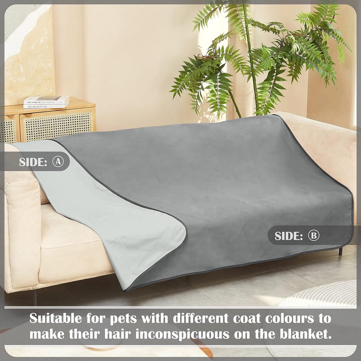 Classy Waterdichte deken voor bed, waterdichte deken voor bank, hondendeken voor onderweg, buiten en binnen, warmtedeken voor huisdieren, hondendeken, wasbaar (Queen/3XL 260 x 244 cm, grijs)