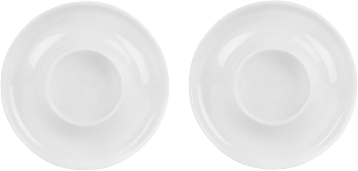 Eierdop - Set van 2 - Eierdopjes - Eierhouder - Eihouder - Eiersets - Serveren - Keramiek - Wit - 10 x 10 x 2,5 cm