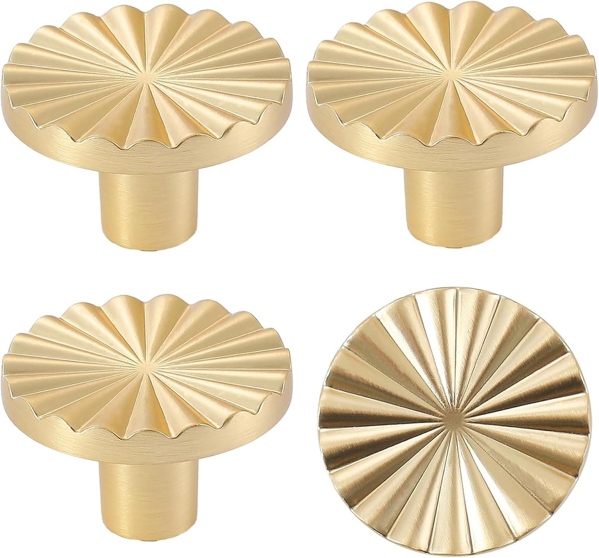 Deurknoppen, ronde kastknoppen, kastdeurgrepen met één gat, gouden meubelknoppen, messing kastgrepen met schroeven (Goud)