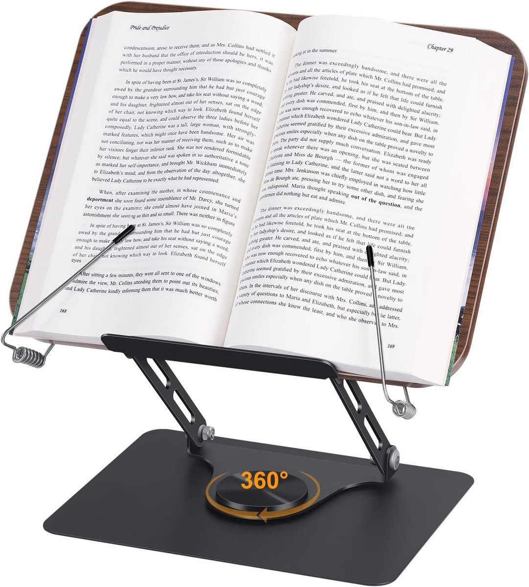 Boekenstandaard om te lezen, boekhouder, in hoogte en hoek verstelbaar, 360 ° draaibare basis, opvouwbaar en draagbaar, lichtgewicht voor kantoor, keuken, schoolboek, recept, tijds