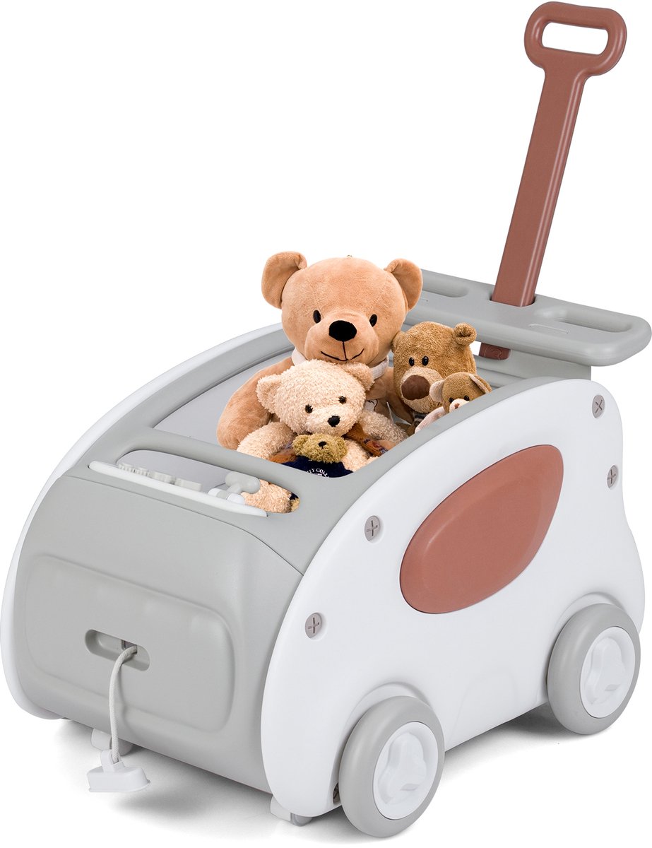 COSTWAY Loopwagen, 2-in-1 loophulp met wielen, inklapbare zitting en veiligheidsgordel, babywalker voor kinderen vanaf 1 jaar, grijs