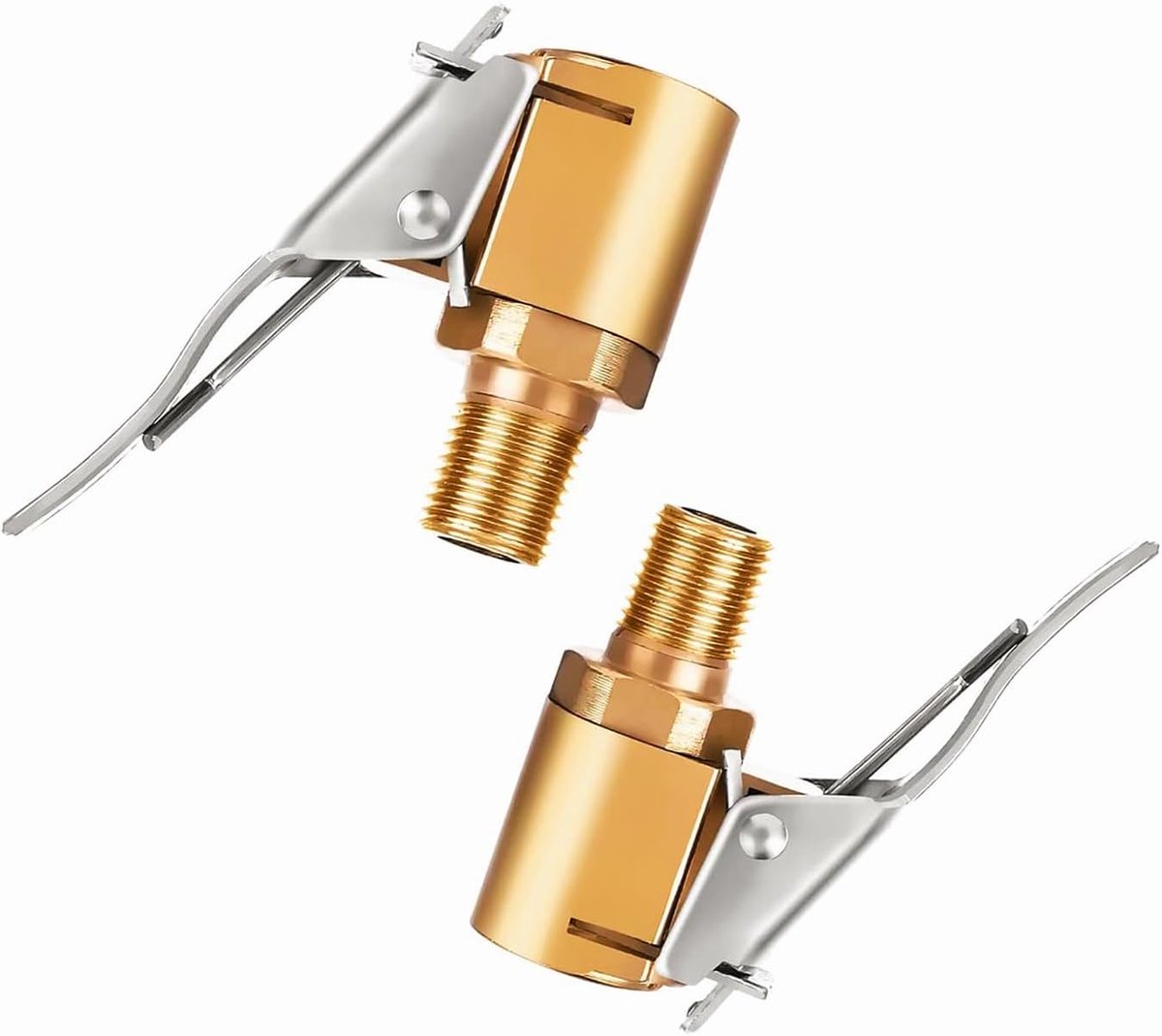 2 stuks bandenventiel luchtpompclip, auto-luchtpomp met schroefdraadmondstukadapter accessoires, messing autobanden wielbandinflator pomp ventielclip klemconnector