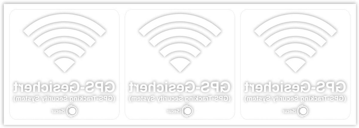 iSecur 3x GPS-stickers - Wit 6 x 6 cm - Waarschuwing GPS-tracking beveiligingssysteem - GPS-sticker alarm beveiligd - Weerbestendig binnenplakken voor voertuigen, deuren & ramen I hin501