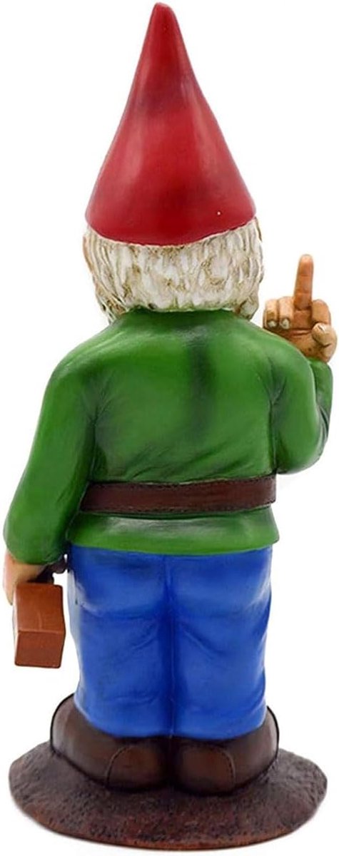 Standbeeld van tuinkabouter, 15 cm, dwergenornament, grappige tuin-gazonornamenten, waterdichte zonwering, tuindecoratie voor de tuin, terras, balkon, middelvinger, grappige kabouter — afbeelding 2