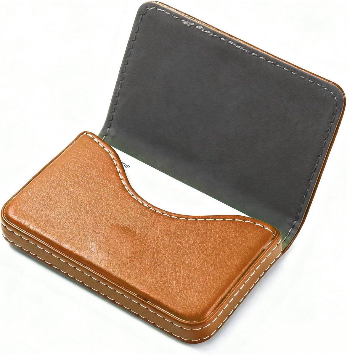 Etui van PU Leer, Slim Business Card Holder voor Dames & Heren, Magnetisch Kaartendoosje, Compacte & Stijlvolle Kaartenopslag (Beige, Slim*1)