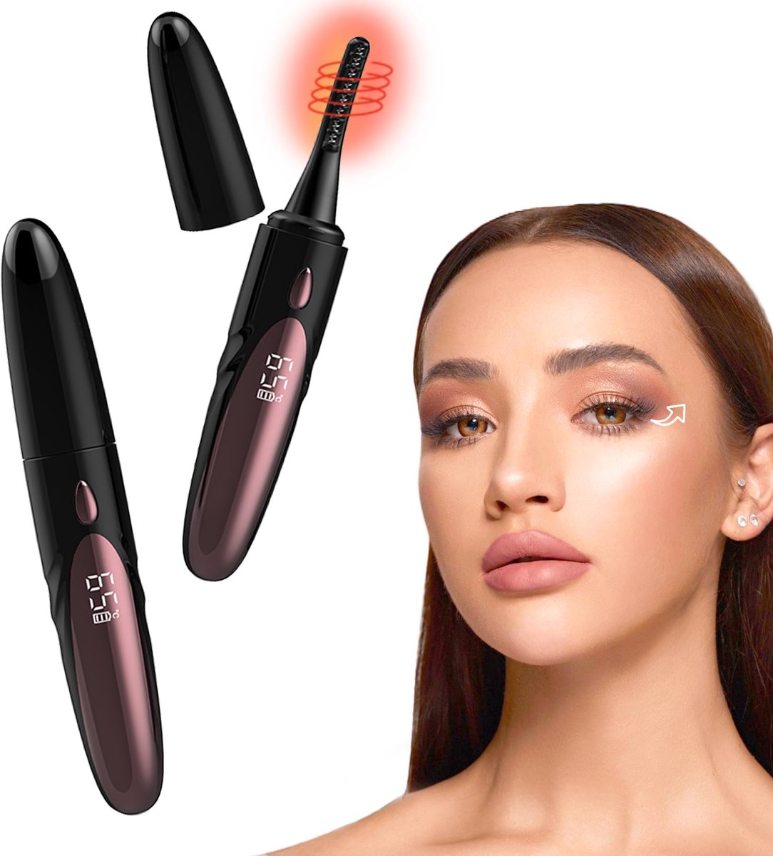 Verwarmde wimperkruller - usb oplaadbaar 10 seconden snel opwarmen 24 uur lang houdbaar vier warmtestanden led scherm onmisbaar make-up hulpmiddel voor mooie wimpers