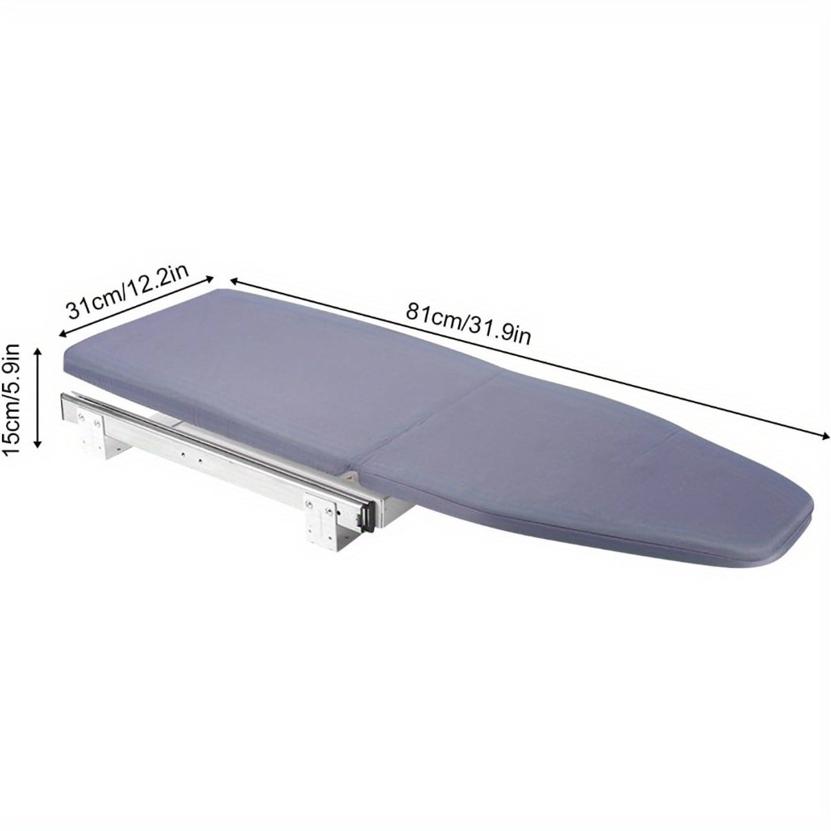 Strijkplank - Inklapbaar -Uitschuifbare Kastkast -Wandgemonteerd Strijktafel Meubilair met Hittebestendige Hoes Ruimtebesparende Opslag-Grijs.