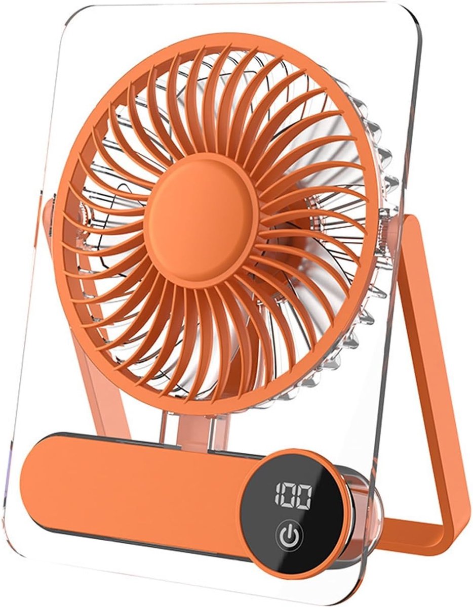 Oplaadbare Tafelventilator met 5 bladen, circulatieventilator, draagbare kleine ventilator voor studenten en kantoor in de zomer （oranje kleur）