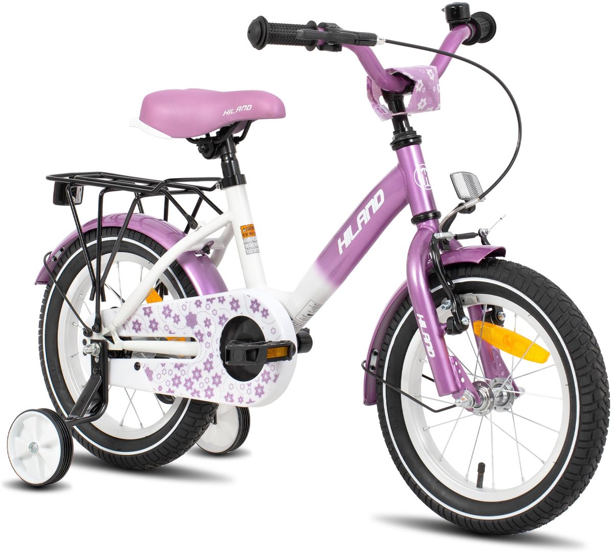 SnelShoppen Paars 12 inch Kinderfiets voor Meisjes 3-5 Jaar met Steunwielen Handrem Terugtraprem en Bagagedrager Perfect voor Fietsen en Spelen