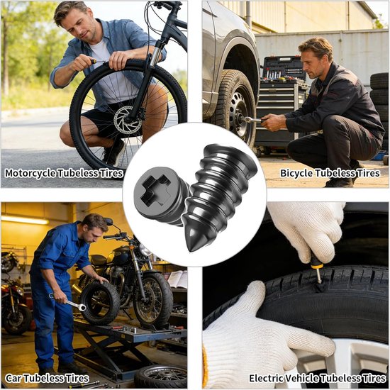 Bandenreparatieset - Lekke Band Herstel - Noodgevallen Onderweg - Gereedschapsvrije Installatie - 40 Stuks - Zwart — afbeelding 5