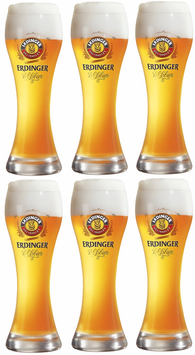 Erdinger Bierglazen 50cl set van 6 stuks - Bier Glas 0,5 l - Taps Toelopend - 500 ml