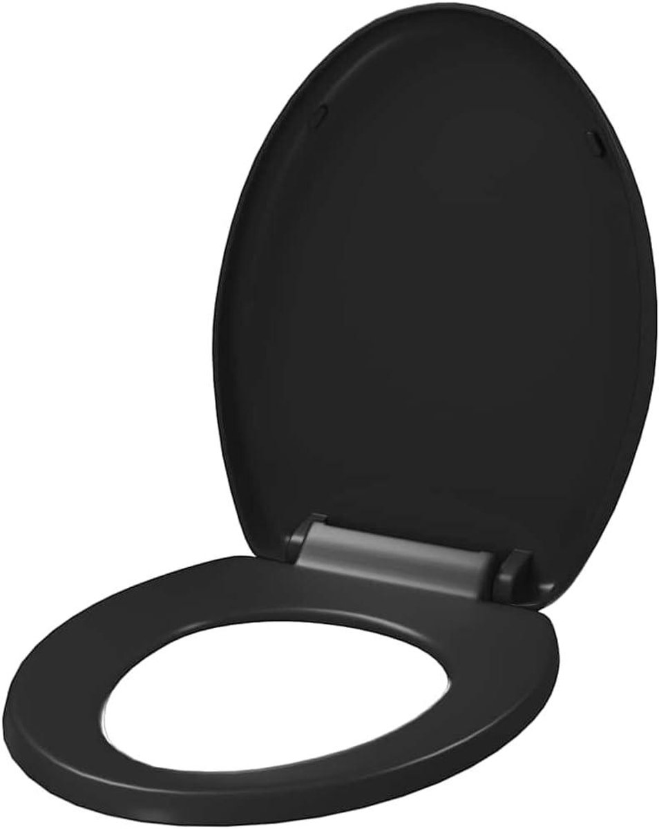 Toiletbril - WC-bril - Badkamer Vernieuwen - Softclose en snelsluiting - 45.5 x 37.5 cm - Zwart