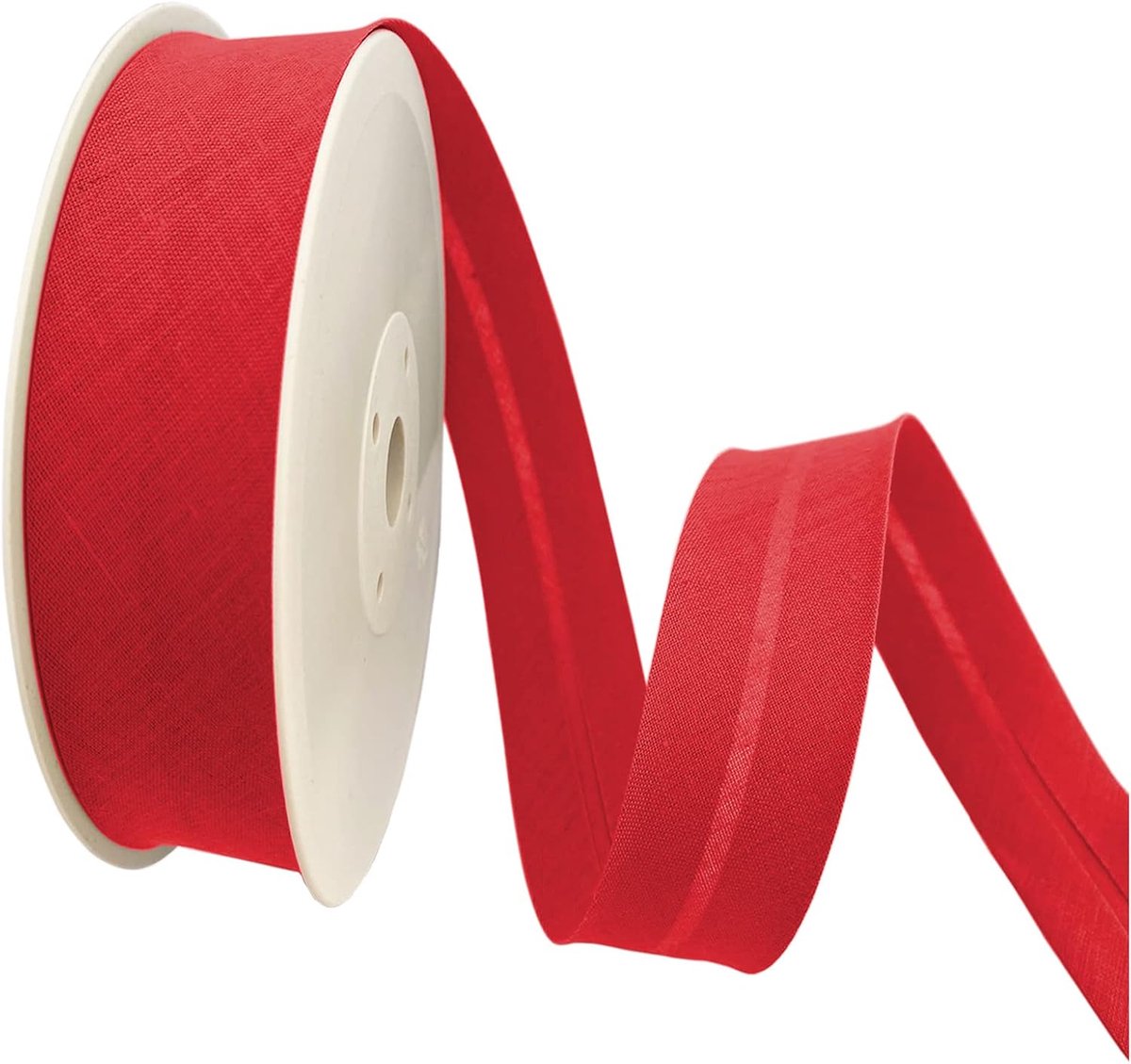 = Bies met 20 mm Brede Afwijking. 50% Katoen en 50% Polyester. 10m Stuk – (Ferrari-rood)