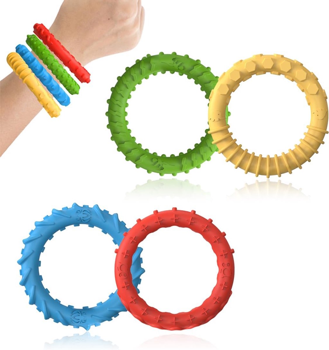 4 stuks elastische anti-stress-armbanden, sensorisch stressverminderend speelgoed voor kinderen, rustgevend speelgoed voor autistische kinderen met speciale behoeften en volwassenen