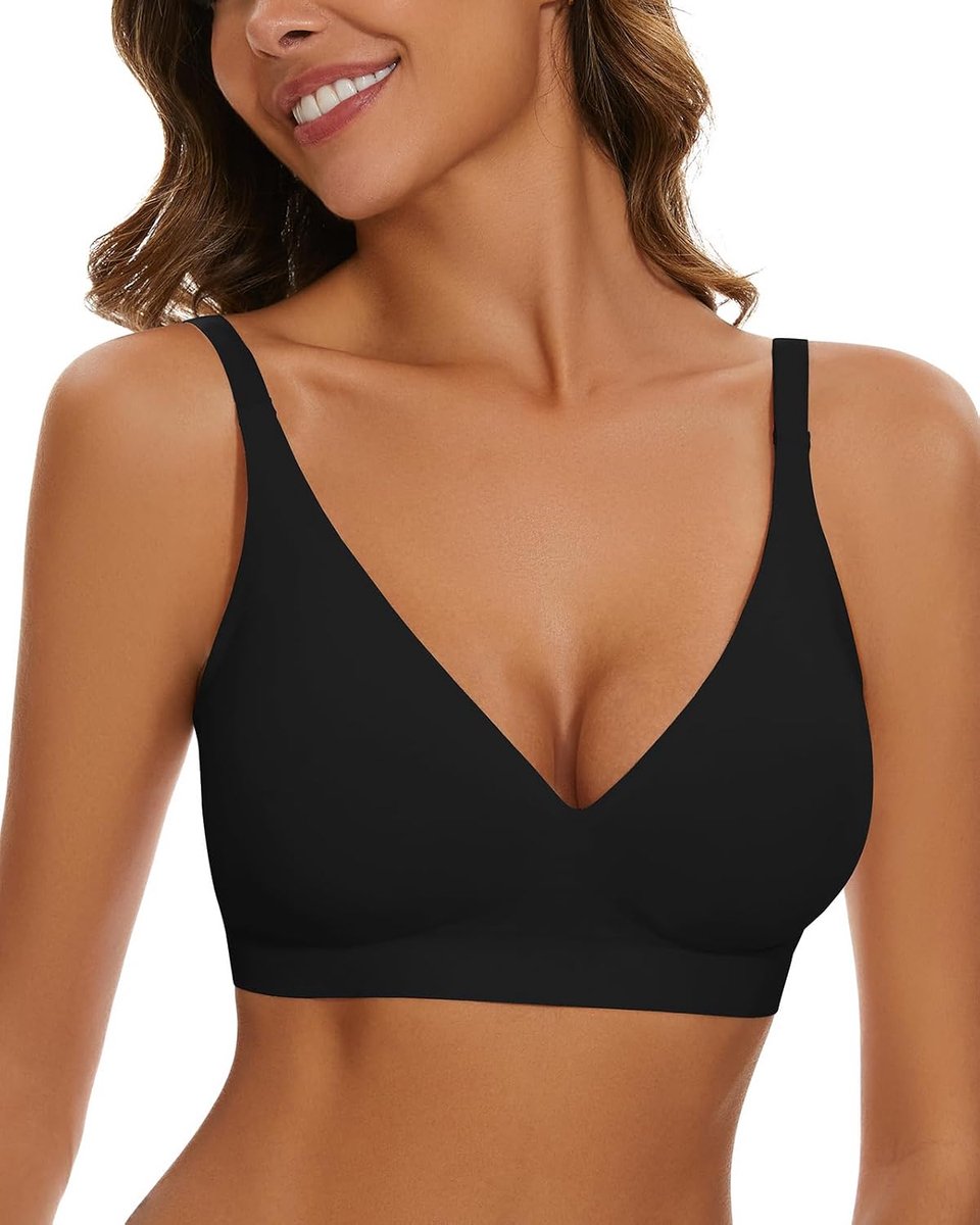 Beugelloze beha voor dames, zonder beugel, V-hals, gevoerd, naadloze beha, bustier, dames, bralette, zacht comfort