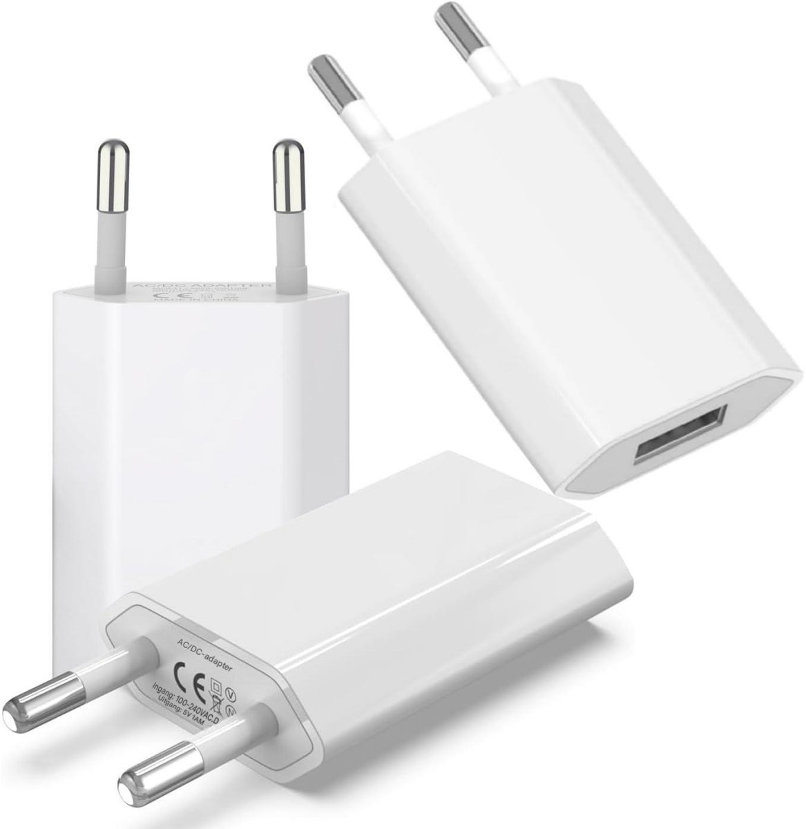 SSTRWGOOD Netvoedingen voor Mobiele Telefoons - 3 Stuks - USB Wandoplader - 5W 5V 1A Oplader met Overbelastingsbeveiliging - Geschikt voor Smartphones, Android, Xiaomi, Kopfhörers en Smartwatches