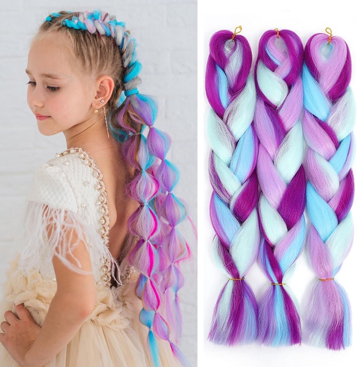 3 stuks Ombre Vlechthaar 60 cm Pre Stretched Jumbo Box Vlechten Hoge Temperatuur Vezel Synthetische Afro Haarverlenging voor Vlechten Gehaakte Twist Vlecht Haar (MD9)