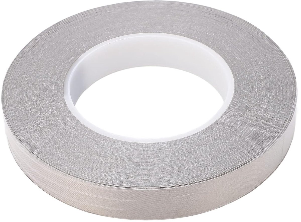 Geleidende textieltape, zilver, 0,12 mm dik, 19 mm breed, totale lengte 50 m, eenzijdig elektronisch geleidend plakband voor laptop, mobiele telefoon, lcd-reparatie, kabelboom ommanteling