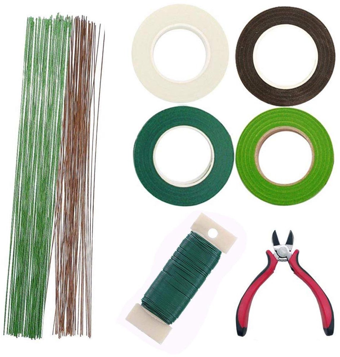 8 stuks bloemenarrangement tool kit flora crêpe tape, 26 gauge bloemstam draad, bloemdraad en bruiloft boeket draadsnijder