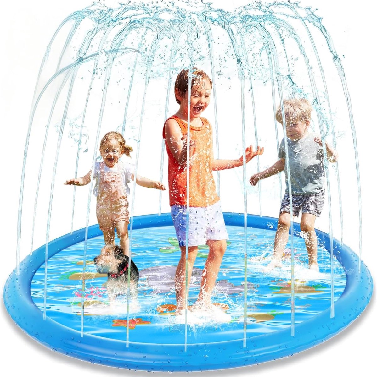 Waterspeelgoed voor kinderen, 170 cm, waterspeelmat voor buiten, tuin, hondenzwembad, watermat voor zomer, sproeikussen, speelgoed voor kinderen vanaf 2 3 jaar en huisdieren