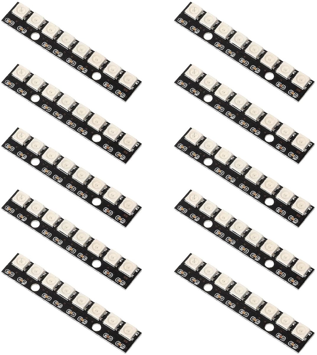 10 stuks 8 bits WS2812 RGB LED-module Ontwikkelingsbord Ingebouwde drivers WS2812 5050 RGB 8-bit 8 LED-lichtstrips, 5V Programmeerbaar voor Arduino Raspberry Pi ESP32