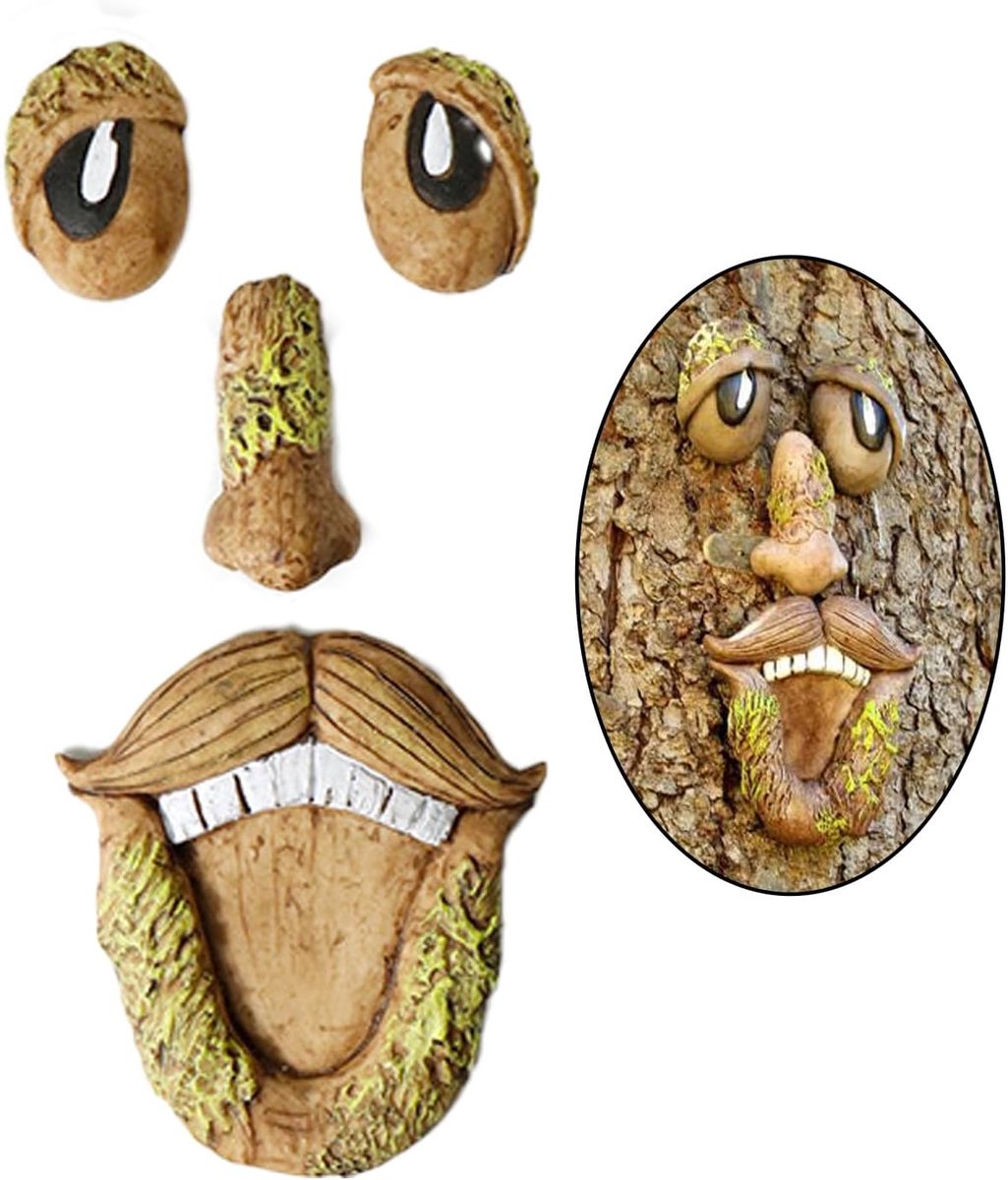 Man Boomgezicht, Oude Man Gezicht Sculptuur, Boomgezichten Tuindecoratie, Grappig Boomgezicht, Tuinprikker, voor Tuindecoratie, Thema-activiteiten, Feestdag