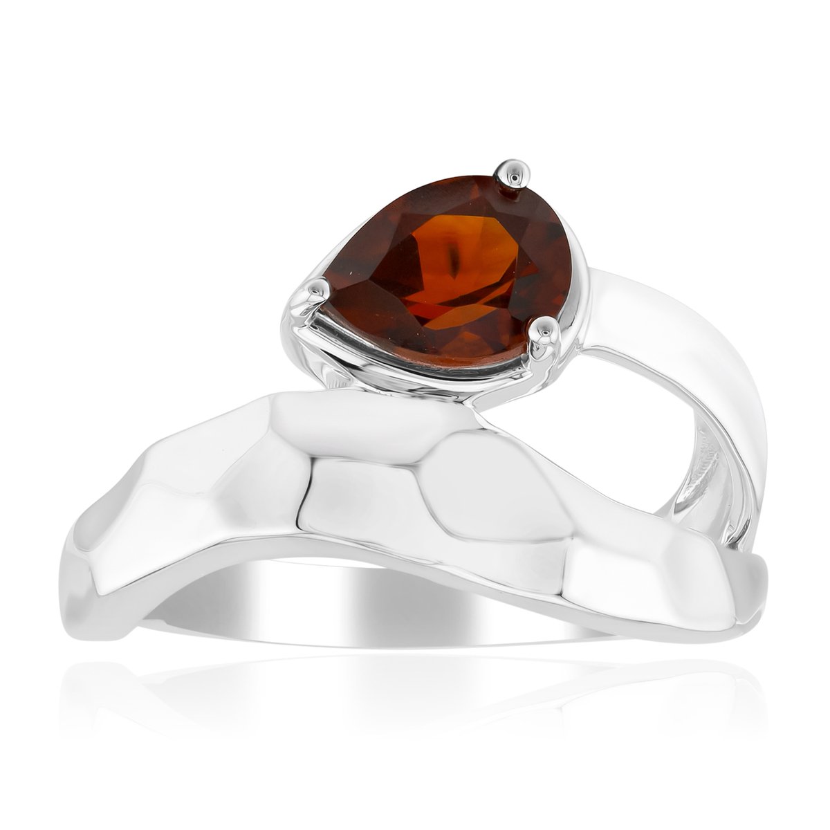 Cavill - 0,51 ct Madeira Citrien Zilveren Ring - 925 Sterling Zilver Palladium - Moderne Damesring met Peervormige Edelsteen - Braziliaans