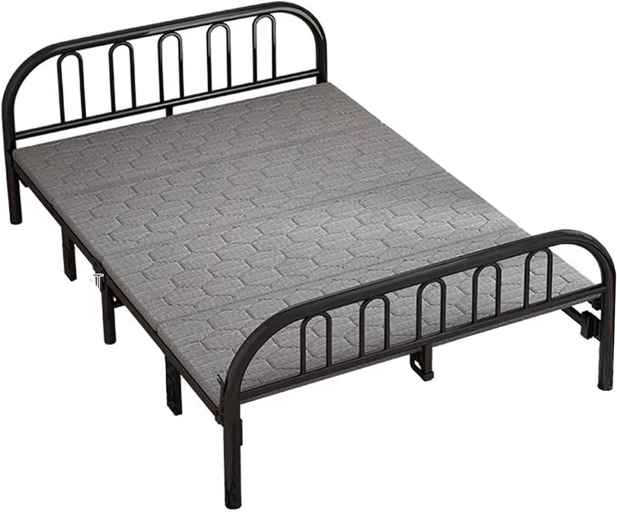 Opklapbed met matras - Vouwbed gasten - Extra slaapplek - Verstevigd metalen frame - 190 x 100 cm - Zwart