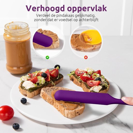 Voedselveilig Kleine Siliconen Spatel (Paars) - Flexibele Lepelvormige Punt en Stevige Kern voor het Mengen,Schrapen en Smeren van Zuurdesemstarter Pindakaas Jam en Slagroom — afbeelding 5
