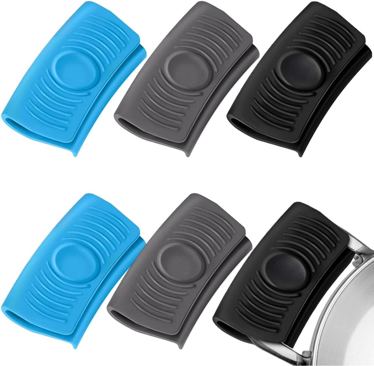 6 stuks siliconen pannenlappen voor de keuken, antislip pannenlap handvat, duurzame antislip pannenlappen voor koken in de keuken, siliconen pannenlappen handgreep clip