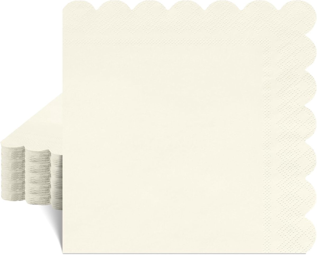 40 stuks beige servetten 33 x 33 cm, 2-laags geschulpte papieren servetten, wegwerpbare feestcrème papieren servet voor bruiloft, verjaardag, babyshower, bruidsdouche