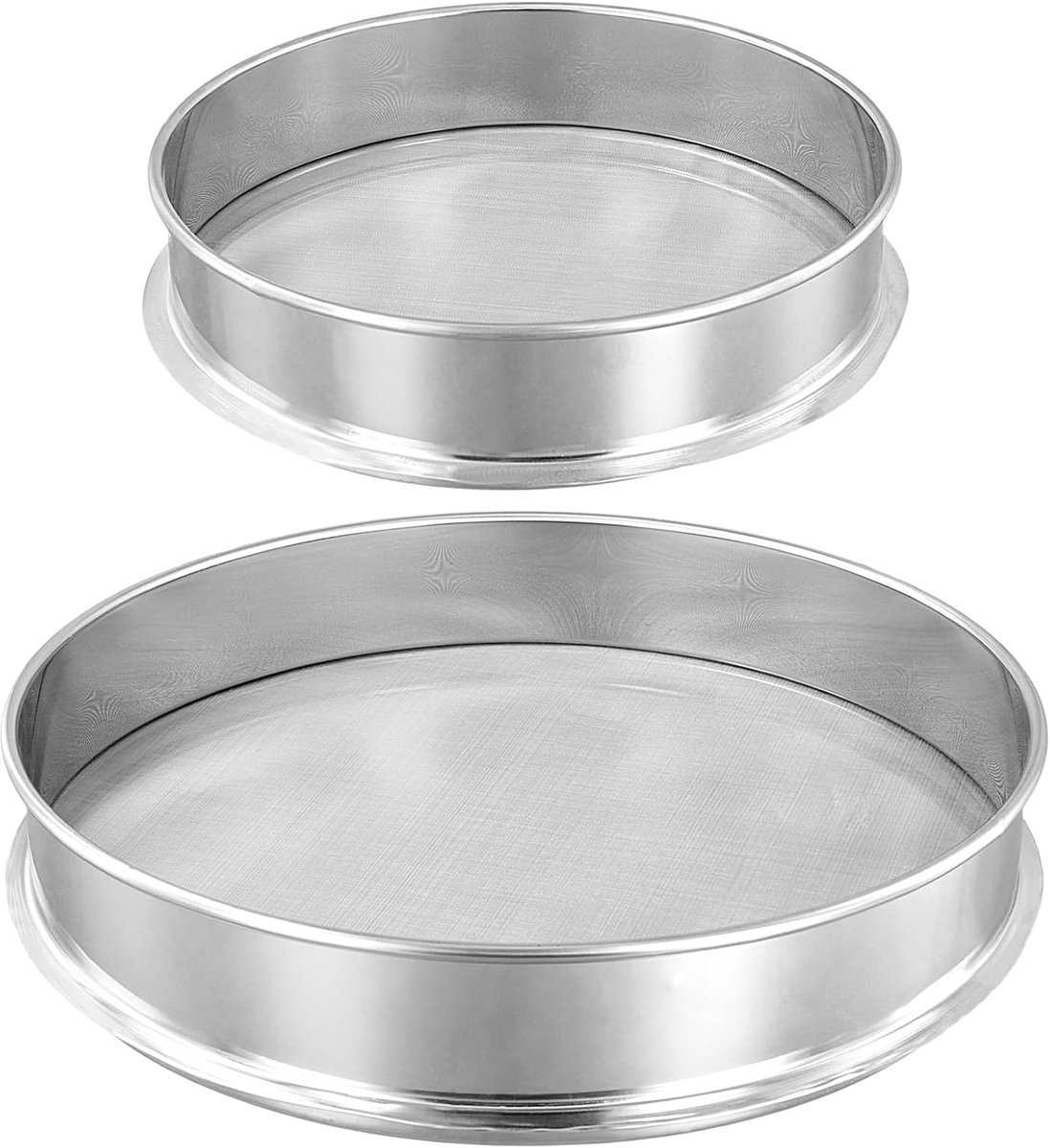 2 stuks meelzeef 80 mesh en 120 mesh, meelzeef roestvrij stalen set, meelzeef fijnmazig 20 cm en 30 cm diameter, keukenzeef voor meel, poedersuiker