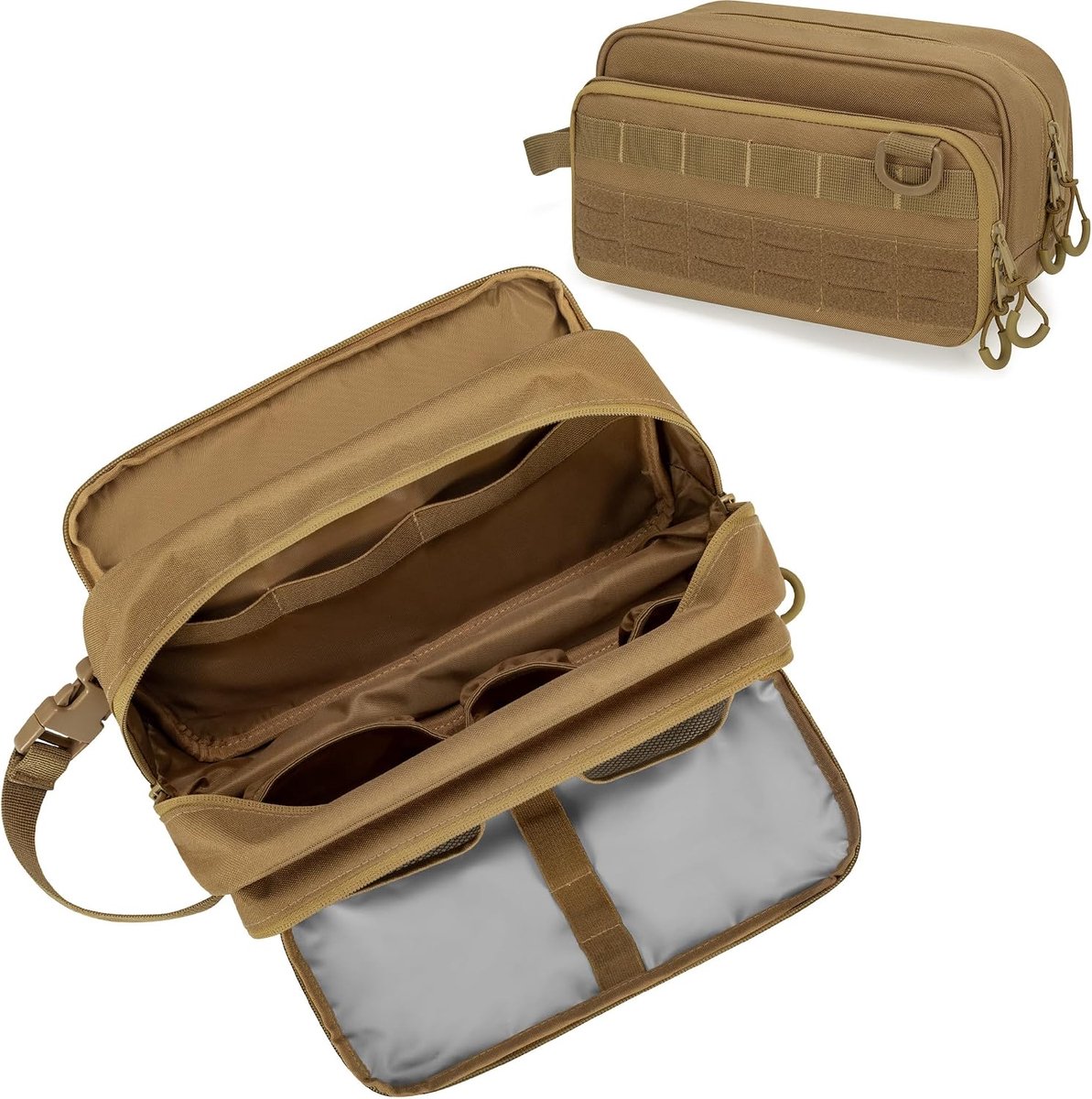 Toilettas voor Mannen, Scheerreiszak voor Toiletartikelen, Khaki (Lege Tas, Gepatenteerd Ontwerp)
